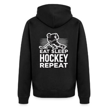 hockey sur glace les joueurs de hockey sur glace mangent dorment hockey répéter - Veste à capuche bio Premium Unisexe - noir - Dos - Nico (187cm)