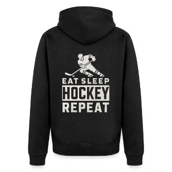hockey sur glace les joueurs de hockey sur glace mangent dorment hockey répéter - Veste à capuche bio Premium Unisexe - noir - Dos - Nico (187cm)