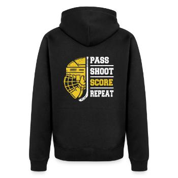 Hockey sur glace, Joueurs de hockey sur glace, Hockey sur glace - Veste à capuche bio Premium Unisexe - noir - Dos - Nico (187cm)