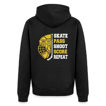 Hockey sur glace, Joueurs de hockey sur glace, Hockey sur glace - Veste à capuche bio Premium Unisexe - noir - Dos - Nico (187cm)