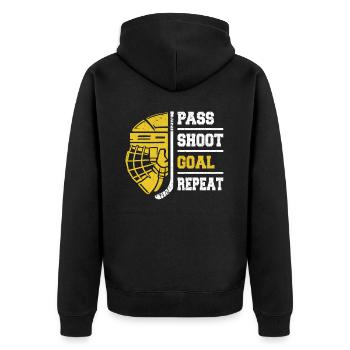 Hockey sur glace, Joueurs de hockey sur glace, Hockey sur glace - Veste à capuche bio Premium Unisexe - noir - Dos - Nico (187cm)