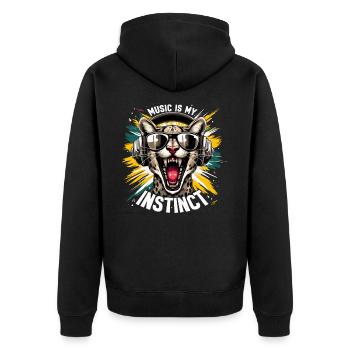 Musik ist mein Instinkt Ocelot Kopfhörer - Unisex Premium Bio Zip Hoodie - Schwarz - Hinten - Nico (187cm)