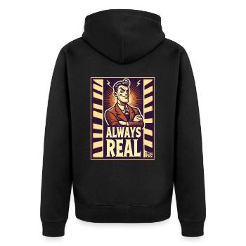 Un gars rétro cool – toujours réel - Veste à capuche bio Premium Unisexe - noir - Dos - Nico (187cm)
