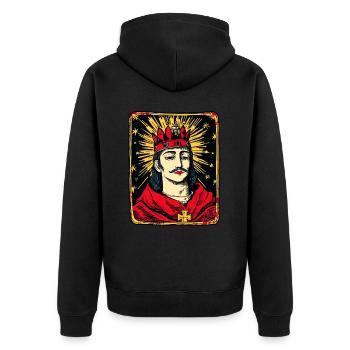 Le Roi des cartes de tarot - Veste à capuche bio Premium Unisexe - noir - Dos - Nico (187cm)