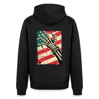 Drapeau américain et griffe du Cauchemar américain - Veste à capuche bio Premium Unisexe - noir - Dos - Nico (187cm)