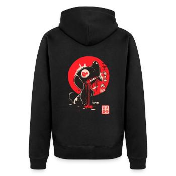 Japanese small dog of horror - Unisex Premium Organic Zip Hoodie - black - Back - Nico (187cm)
