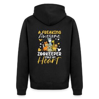 Awesome Zookeeper für Zoowärter Zoologe - Unisex Premium Bio Zip Hoodie - Schwarz - Hinten - Nico (187cm)