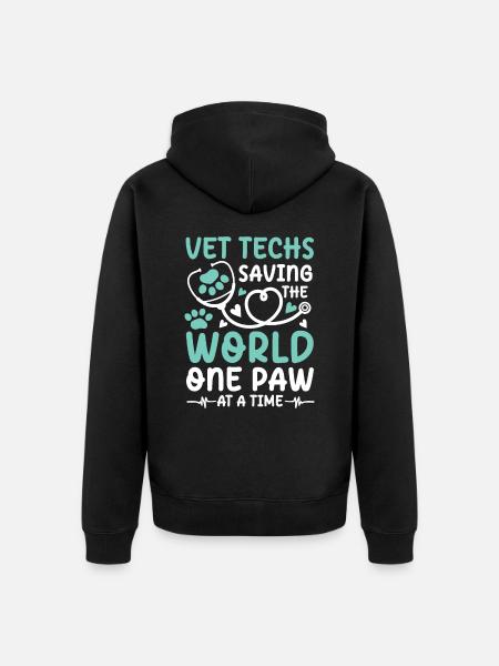 Vet Techs Saving The World One Paw At A Time - Unisex Premium Bio Zip Hoodie - Schwarz