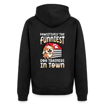 Pawsitively The Funniest Dog Trainers In Town - Unisex Premium Bio Zip Hoodie - Schwarz - Hinten - Nico (187cm)