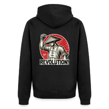 La révolution du riz et des riziculteurs s’élève - Veste à capuche bio Premium Unisexe - noir - Dos - Nico (187cm)
