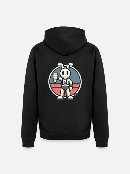 Critical hare, thumbs down - Unisex Premium Organic Zip Hoodie - black