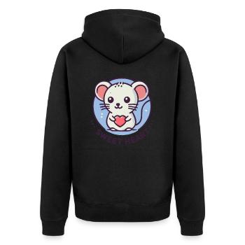 Sweet love mouse with heart - Unisex Premium Organic Zip Hoodie - black - Back - Nico (187cm)