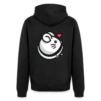 Liebe Herz und Maus - Unisex Premium Bio Zip Hoodie - Schwarz - Hinten - Nico (187cm)