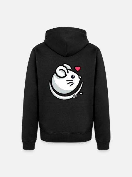 Love Heart and Mouse - Unisex Premium Organic Zip Hoodie - black