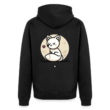 Der freundliche Liebe Fuchs mit Herz - Unisex Premium Bio Zip Hoodie - Schwarz - Hinten - Nico (187cm)