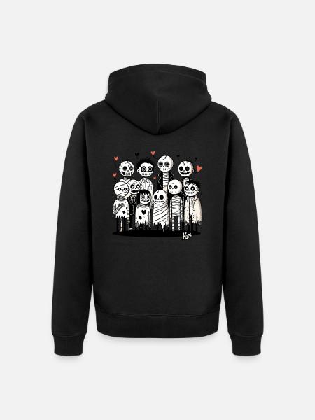 Liebevolle Zombie-Familie mit Liebe - Unisex Premium Bio Zip Hoodie - Schwarz