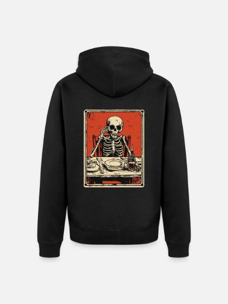 Bon Appetit Skeleton - Unisex Premium Organic Zip Hoodie - black