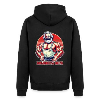 Les swoleunistes s’unissent, les bodybuilders de gym Marx - Veste à capuche bio Premium Unisexe - noir - Dos - Nico (187cm)