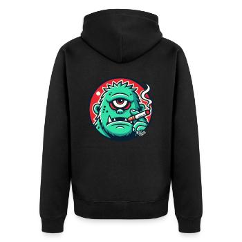 Cooler grüner Monster-Typ - Unisex Premium Bio Zip Hoodie - Schwarz - Hinten - Nico (187cm)