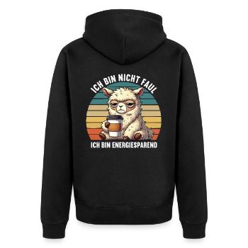 Ich Bin Nicht Faul Alpaka lamas Alpakabesitzer - Unisex Premium Bio Zip Hoodie - Schwarz - Hinten - Nico (187cm)