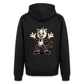 Retro Classic Rubberhose Cat - Unisex Premium Bio Zip Hoodie - Schwarz - Hinten - Nico (187cm)