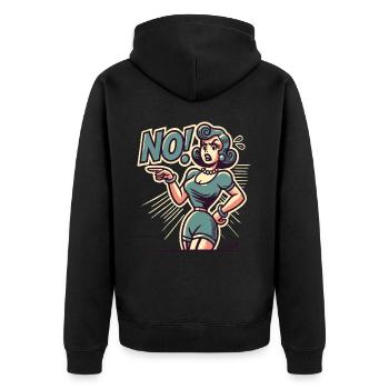 Votre femme ou votre mère dit non - Veste à capuche bio Premium Unisexe - noir - Dos - Nico (187cm)