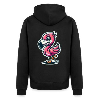 Friendly funny flamingo - Unisex Premium Organic Zip Hoodie - black - Back - Nico (187cm)