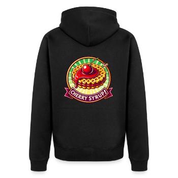 Waffeln mit Kirsche und Sirup - Unisex Premium Bio Zip Hoodie - Schwarz - Hinten - Nico (187cm)