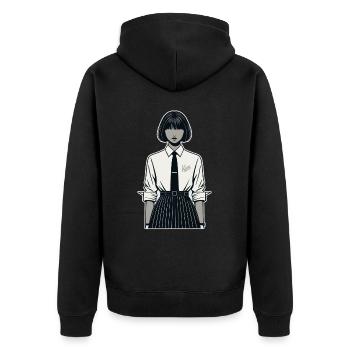 Japonaise en uniforme scolaire - Veste à capuche bio Premium Unisexe - noir - Dos - Nico (187cm)