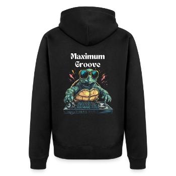 Maximum Groove - Tortue DJ cool - Veste à capuche bio Premium Unisexe - noir - Dos - Nico (187cm)