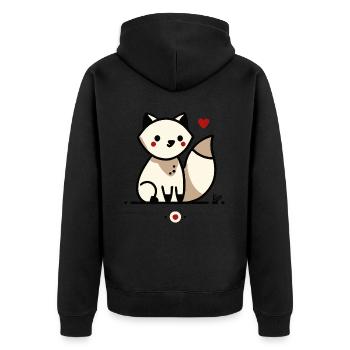 Cute fox with love and heart - Unisex Premium Organic Zip Hoodie - black - Back - Nico (187cm)
