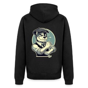 Retro Dapper Cartoon Hund im Stil der 1920er - Unisex Premium Bio Zip Hoodie - Schwarz - Hinten - Nico (187cm)