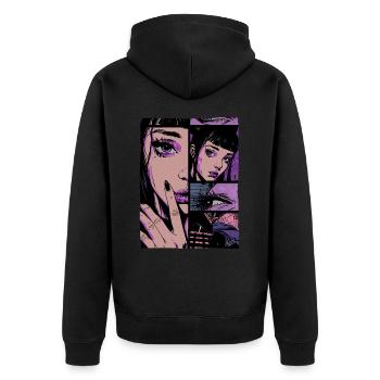 Fille de dessin animé mystique - Veste à capuche bio Premium Unisexe - noir - Dos - Nico (187cm)