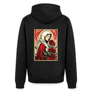 The beautiful maid with roses - Unisex Premium Organic Zip Hoodie - black - Back - Nico (187cm)