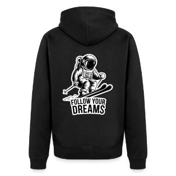 Astronaut Skier Skiing - Unisex Premium Organic Zip Hoodie - black - Back - Nico (187cm)