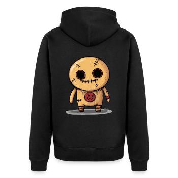 Voodoo-Lebkuchen-Puppe - Unisex Premium Bio Zip Hoodie - Schwarz - Hinten - Nico (187cm)