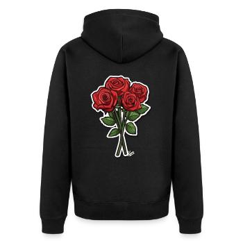 Ein Strauß Rosen - Unisex Premium Bio Zip Hoodie - Schwarz - Hinten - Nico (187cm)