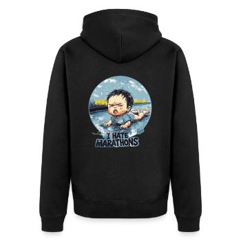 Bébé qui pleure « Je déteste les marathons » - Veste à capuche bio Premium Unisexe - noir - Dos - Nico (187cm)