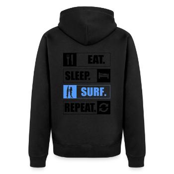 Eat Sleep Surf Repeat Surfen - Unisex Premium Organic Zip Hoodie - black - Back - Nico (187cm)