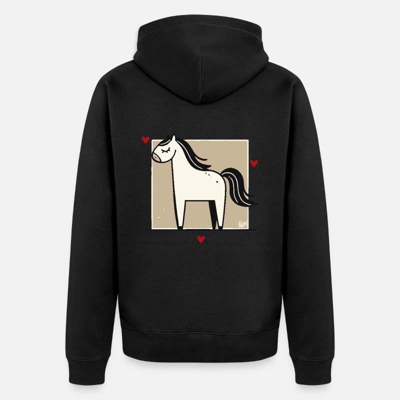 J’aime mon cheval - Veste à capuche bio Premium Unisexe - noir