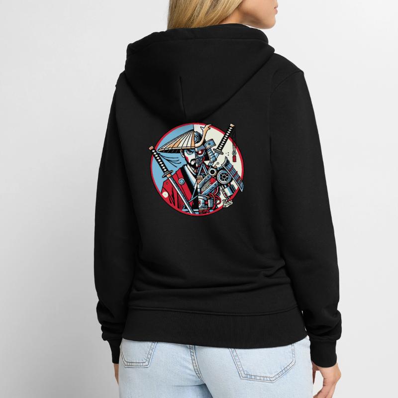 Samurai-Ronin oder Mecha-Shogun Unisex Premium Bio Zip Hoodie