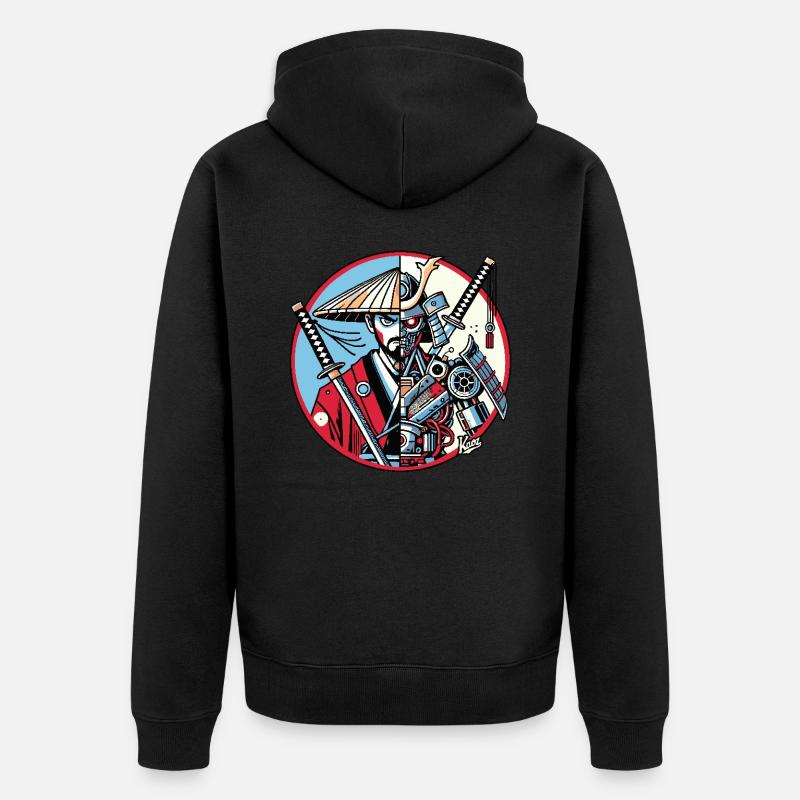 Samurai-Ronin oder Mecha-Shogun - Unisex Premium Bio Zip Hoodie - Schwarz