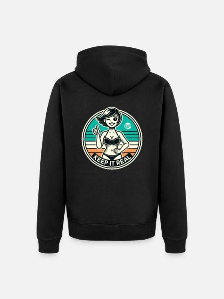 Bleib echt, Strand-Edition - Unisex Premium Bio Zip Hoodie - Schwarz