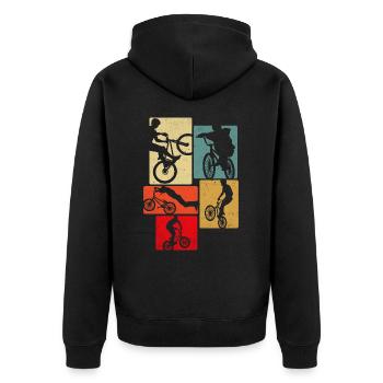 Bicycle Retro - Unisex Premium Organic Zip Hoodie - black - Back - Nico (187cm)
