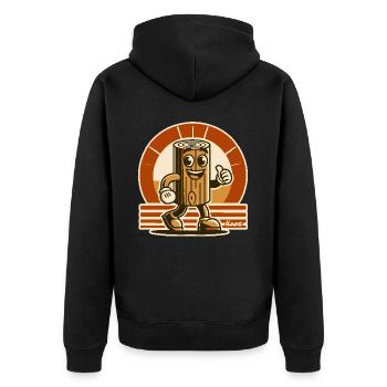 Bloc de bois joyeux, drôle de morceau de bois - Veste à capuche bio Premium Unisexe - noir - Dos - Nico (187cm)