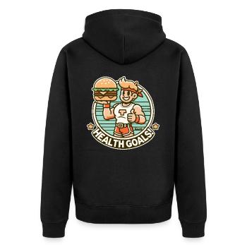 Gesundheit, gesunder Fitness Burger - Unisex Premium Bio Zip Hoodie - Schwarz - Hinten - Nico (187cm)