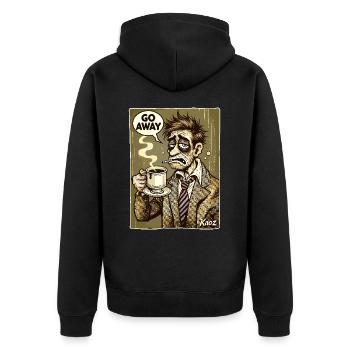 Go away! old morning grouch with coffee - Unisex Premium Organic Zip Hoodie - black - Back - Nico (187cm)