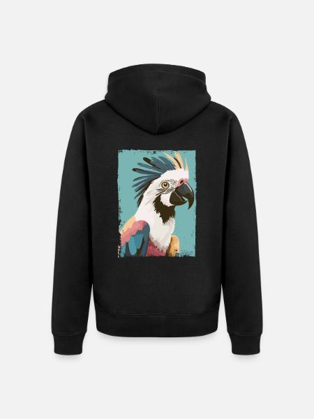 Majestätischer Kakadu - Unisex Premium Bio Zip Hoodie - Schwarz