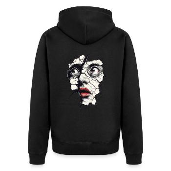 Broken Face Artistic Portrait - Unisex Premium Organic Zip Hoodie - black - Back - Nico (187cm)