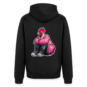 Coq de mode à la mode en plume rose Veste de poulet - Veste à capuche bio Premium Unisexe - noir - Dos - Nico (187cm)